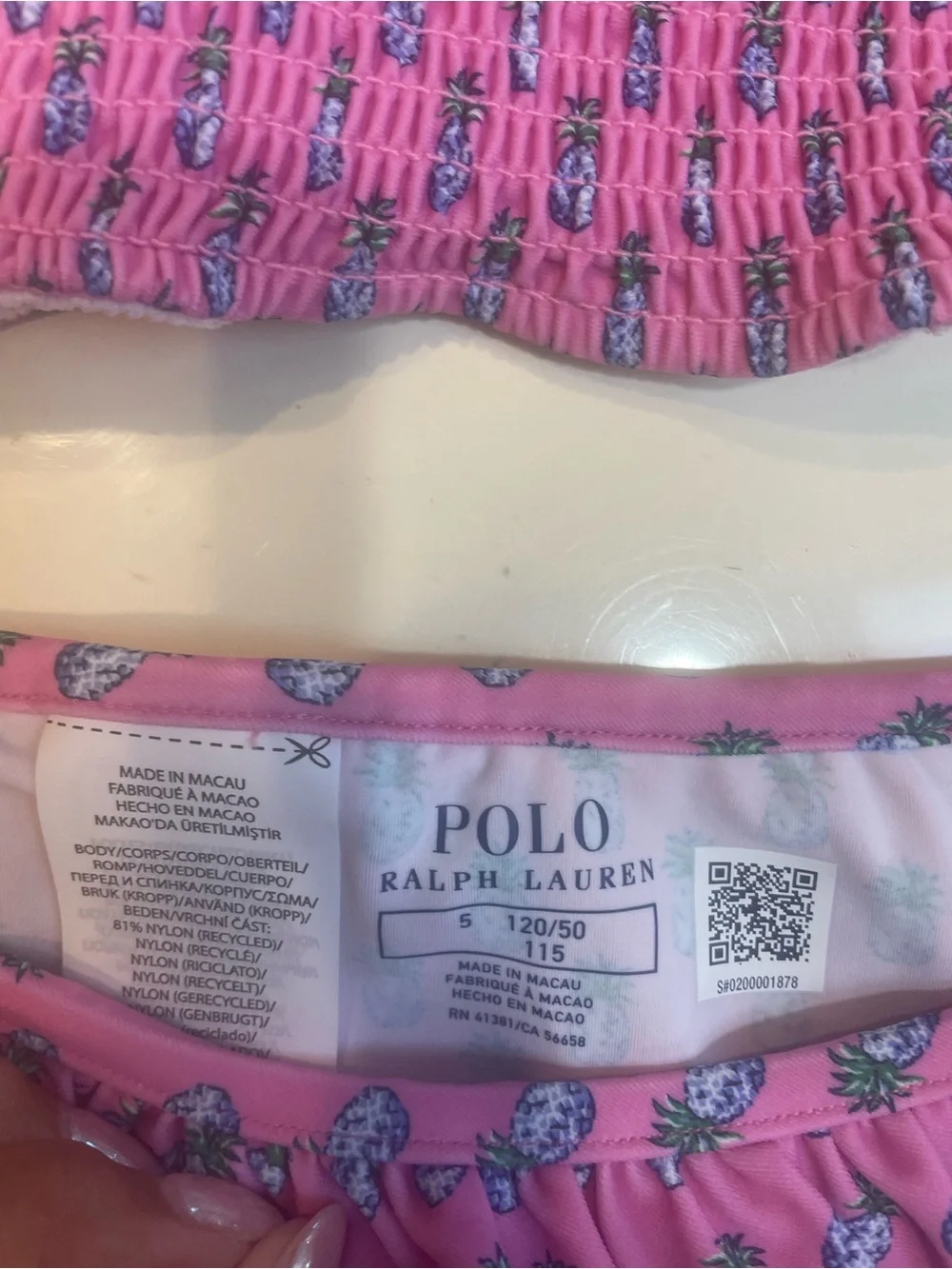 Ralph Lauren Pink Pineapple Smocked Bikini Set